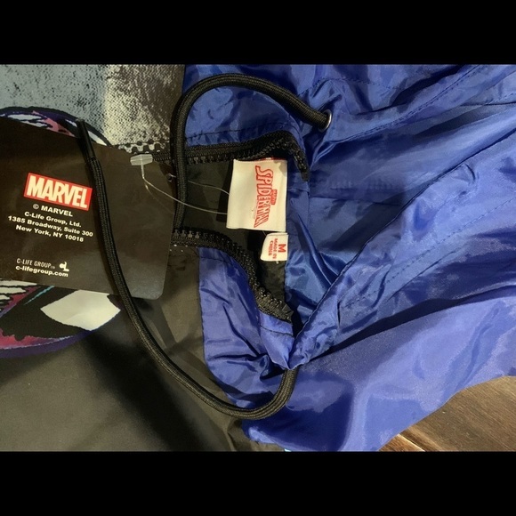 Marvel Spiderman Venom Graphic Blue Hooded Windbreaker Jacket Mens LarMNew - Picture 4 of 7
